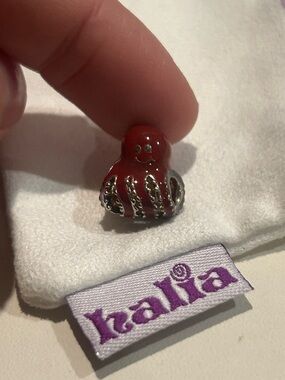 NEW Halia "Happy Octopus" Bead Charm - Sterling Silver, red